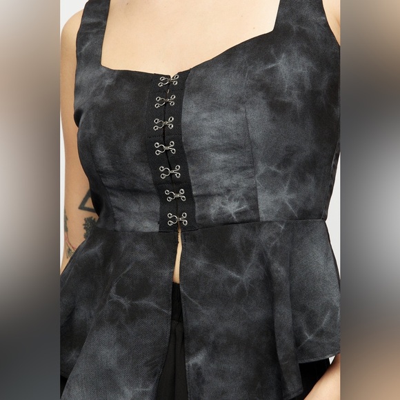 Disturbia Delacroix Hook and Eye Square Neck Top Size UK 6 / US 2 - Picture 4 of 7